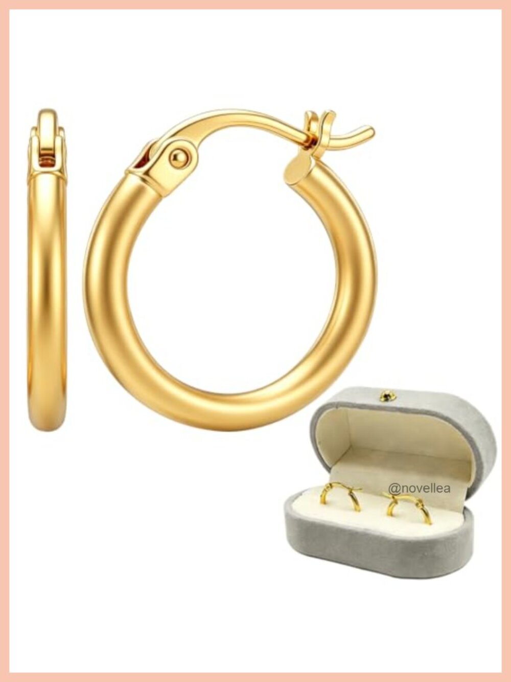 14K Gold Plated Huggie Hoop Earrings Hypoallergenic Lightweight Click Clasp